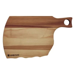 Deska do krojenia drewniana z uchwytem 36 x 23 cm Natural Fala
