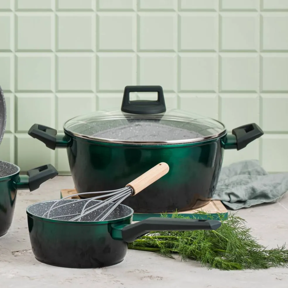 Garnek aluminiowy z pokrywką Ombre Green