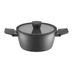 Garnek z pokrywką z powłoką Qualum Basic Stone Edition 20 cm Genius