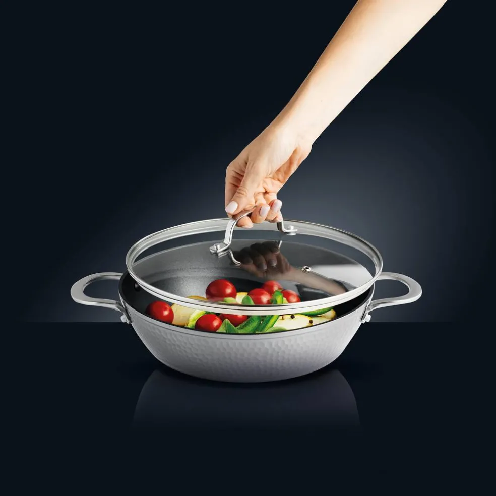 Patelnia głęboka z pokrywą z powłoką Qualum Basic 28 cm Bubble