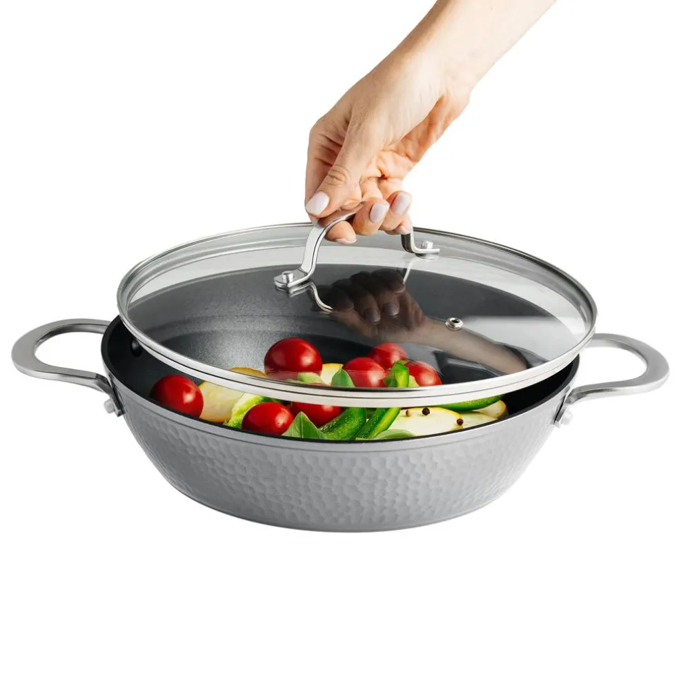 Patelnia głęboka z pokrywą z powłoką Qualum Basic 28 cm Bubble