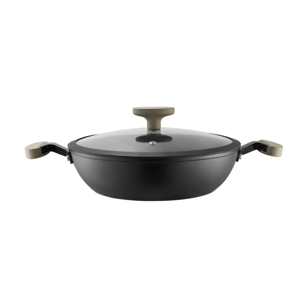 Patelnia głęboka z pokrywą z powłoką Qualum Basic 28 cm Mossa