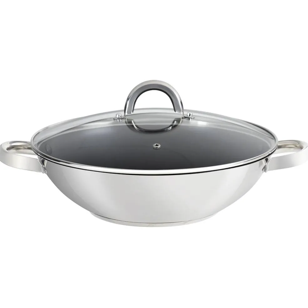Patelnia wok z dwoma uchwytami 30 cm z pokrywką Storm