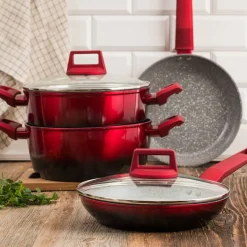 Patelnia z powłoką Qualum Ceramic Stone Edition Ombre Red